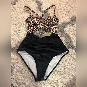 Leopard One-Piece Cutout Swimsuit